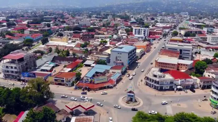 Bujumbura city with green hills in the distance